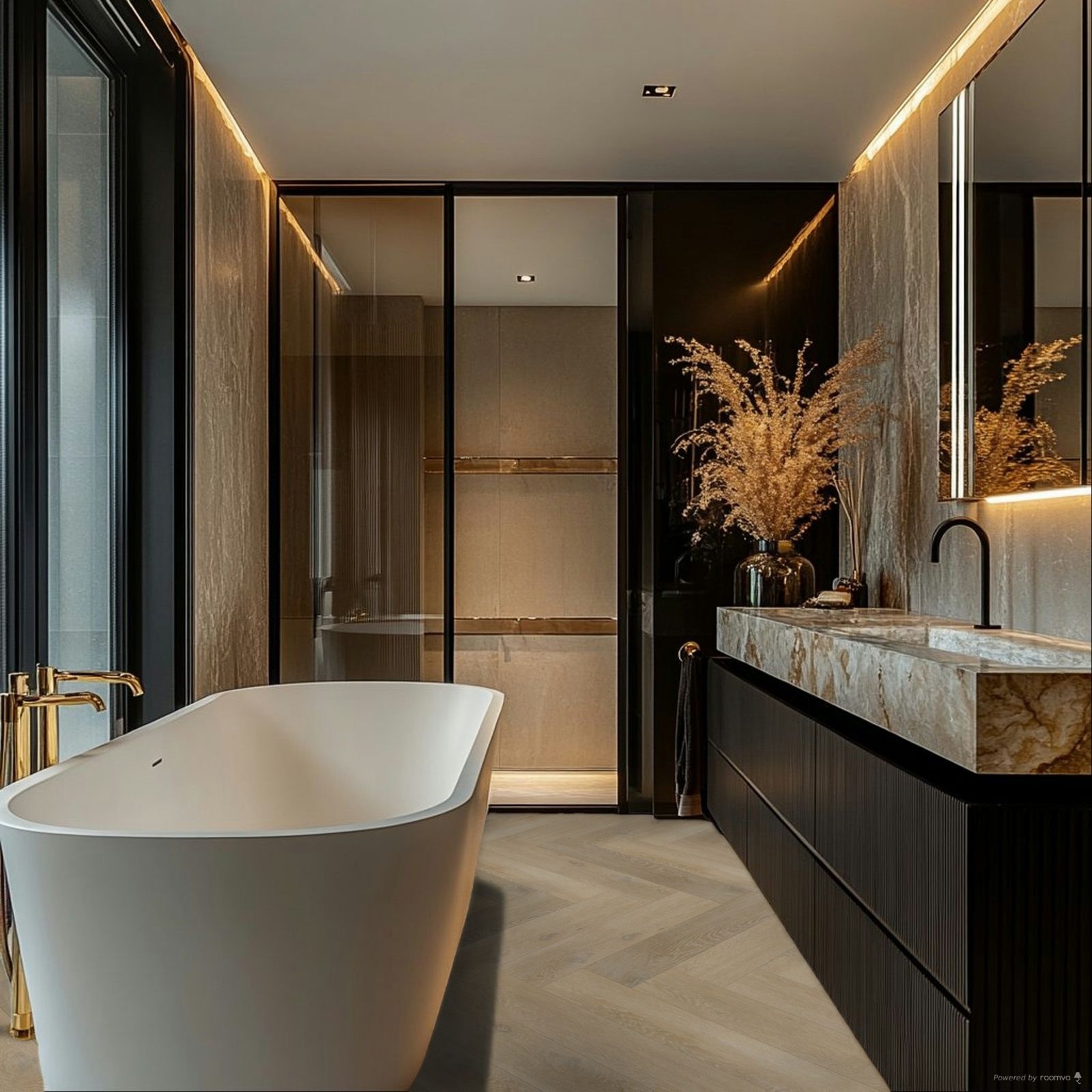 Hoomline The Hamptons Visgraat Dryback 926 Melville - Plak PVC Vloer