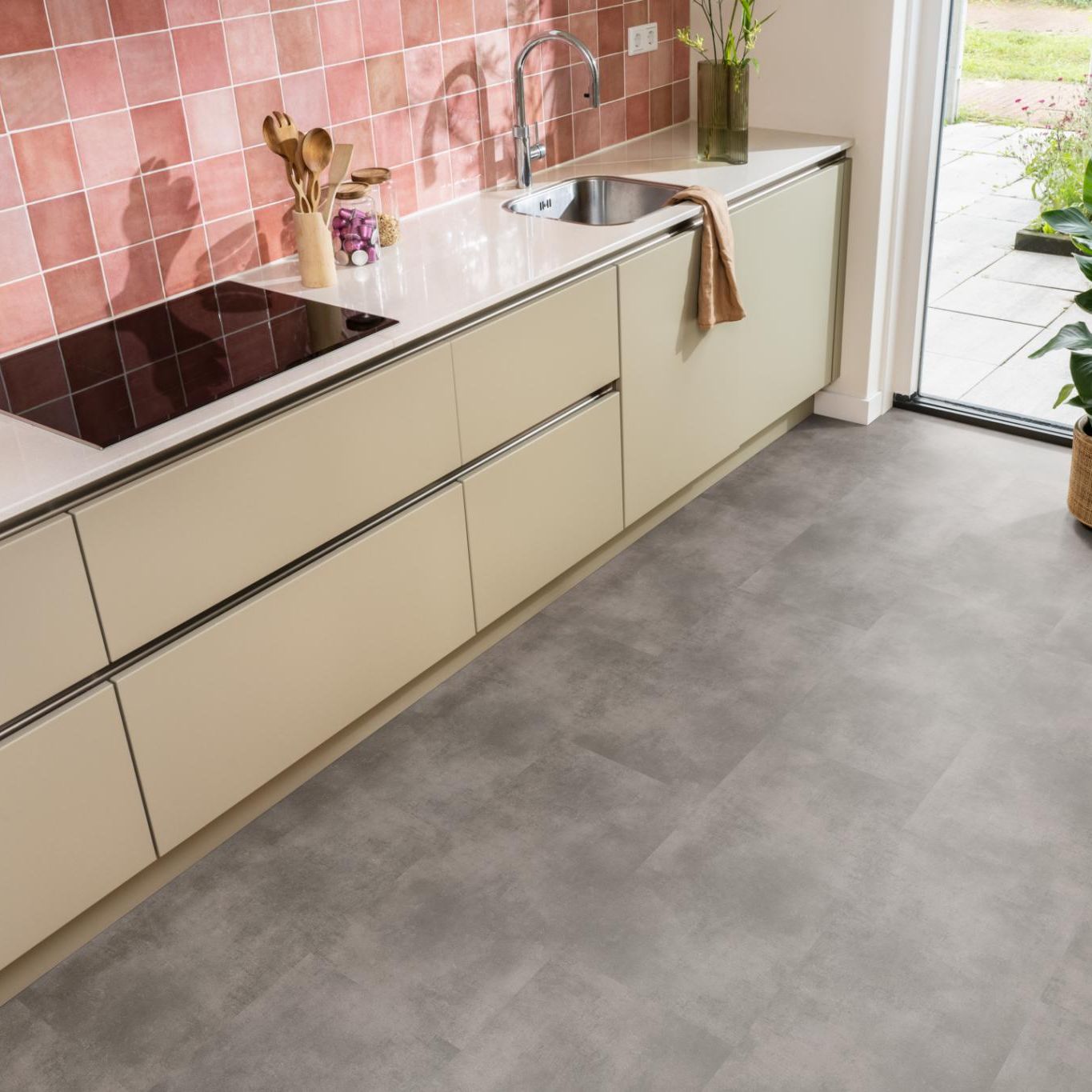 Ambiant Concrete Dryback Mid Grey - Plak PVC Vloer