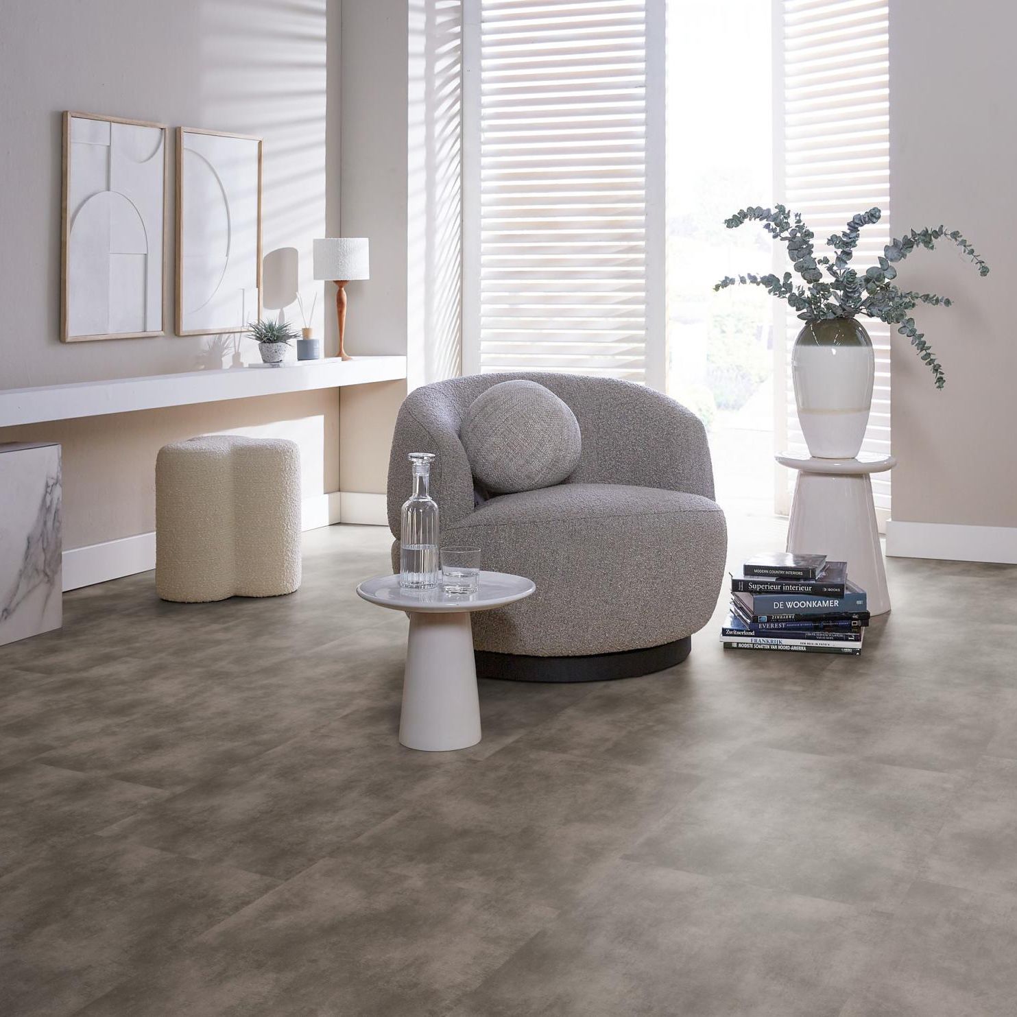 Ambiant Concrete XL Dryback Mid Grey - Plak PVC Vloer