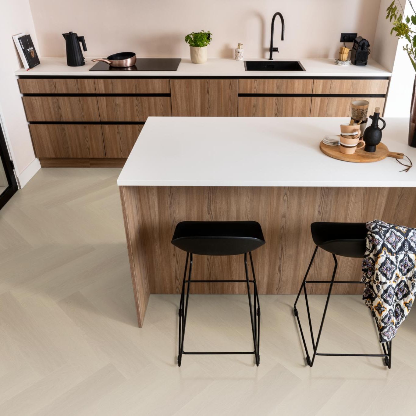 Ambiant Spigato Estino Visgraat Dryback Beige - Plak PVC Vloer