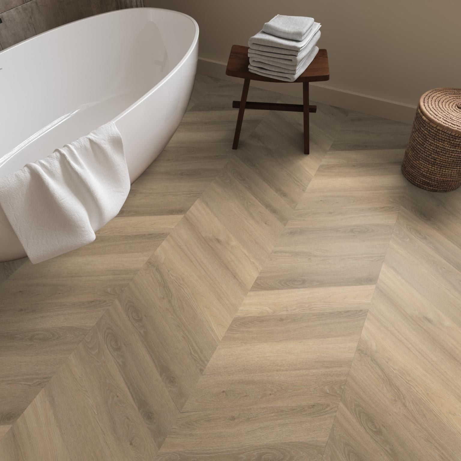 Ambiant Spigato Hongaarse Punt Dryback Beige - Plak PVC Vloer