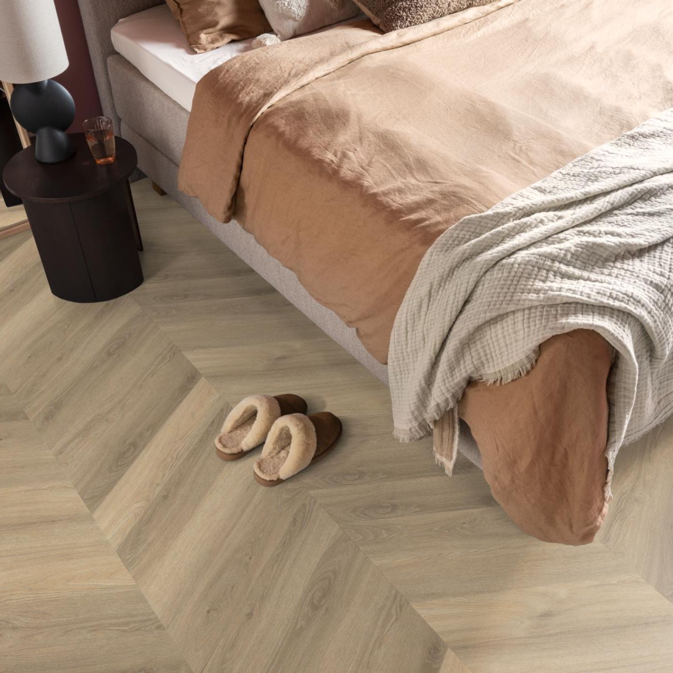 Ambiant Spigato Hongaarse Punt Dryback Beige - Plak PVC Vloer