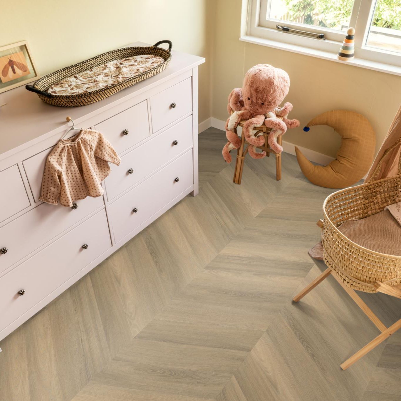 Ambiant Spigato Hongaarse Punt Dryback Natural - Plak PVC Vloer