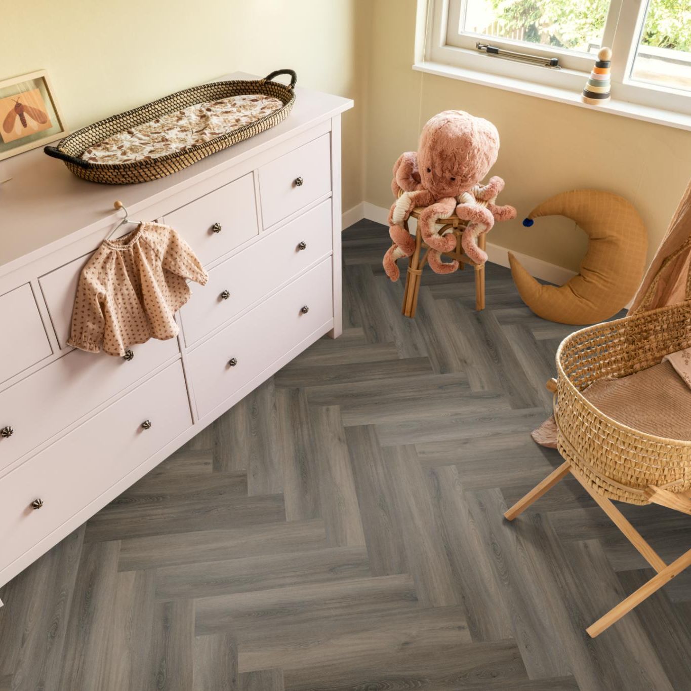 Ambiant Spigato Visgraat Dryback Dark Grey - Plak PVC Vloer