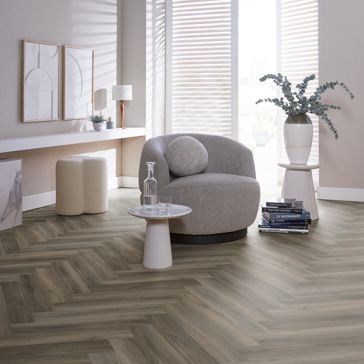 Ambiant Spigato Visgraat Dryback Dark Grey - Plak PVC Vloer