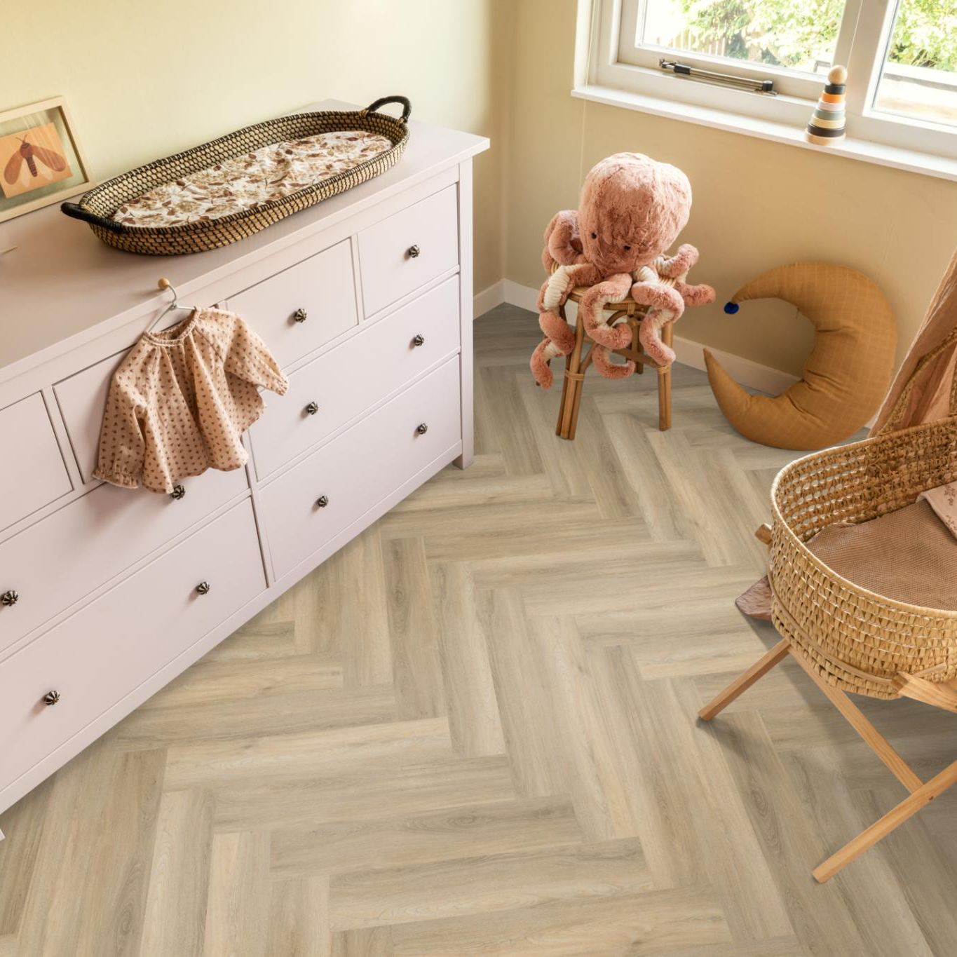 Ambiant Spigato Visgraat Dryback Beige - Plak PVC Vloer