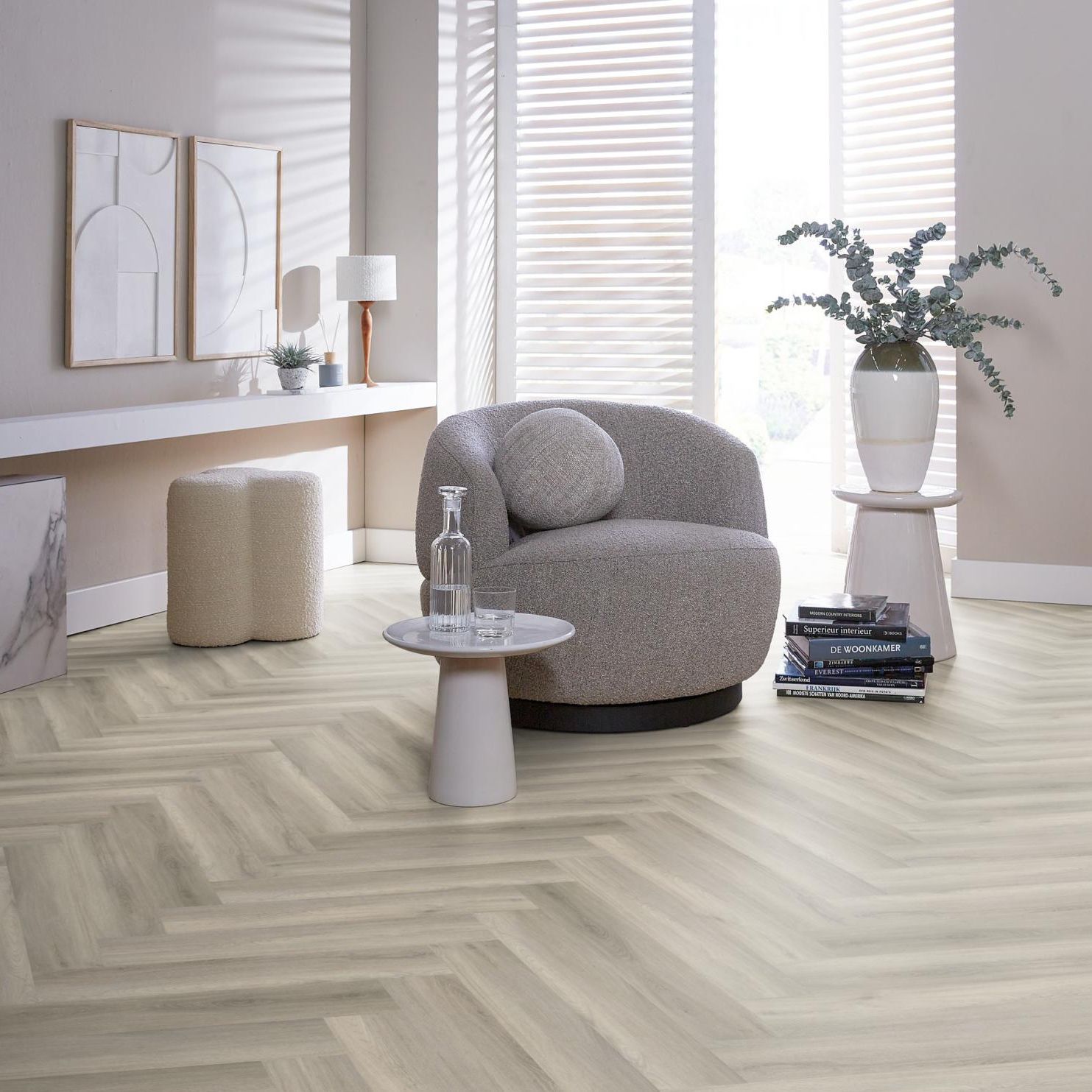 Ambiant Spigato Visgraat Dryback Grey - Plak PVC Vloer