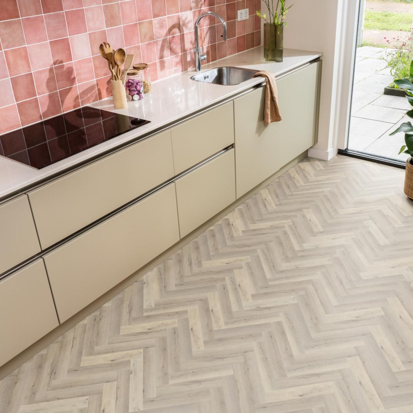 Ambiant Spigato Visgraat Dryback Light Oak - Plak PVC Vloer