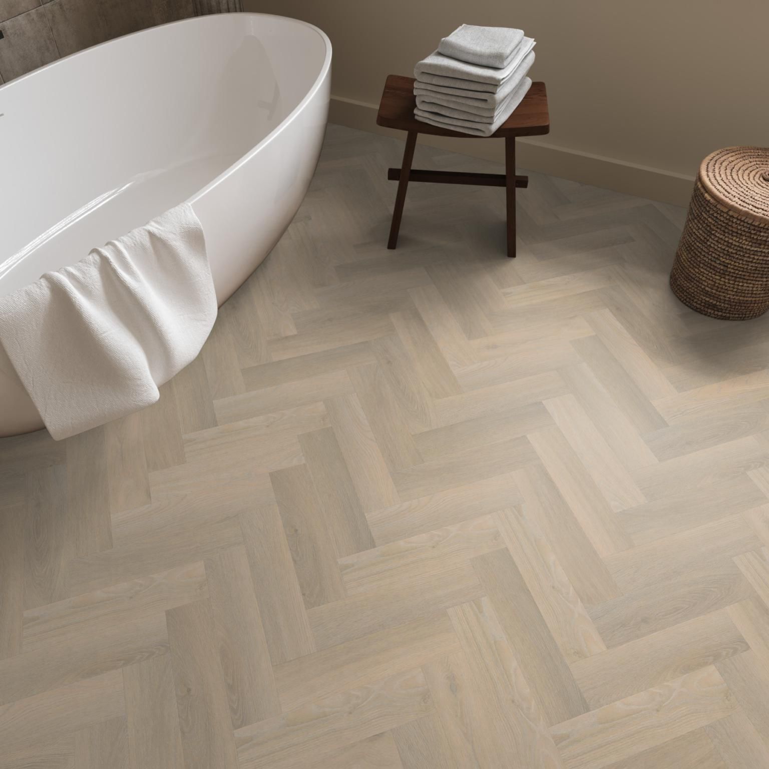 Ambiant Spigato Visgraat Small Dryback Beige - Plak PVC Vloer