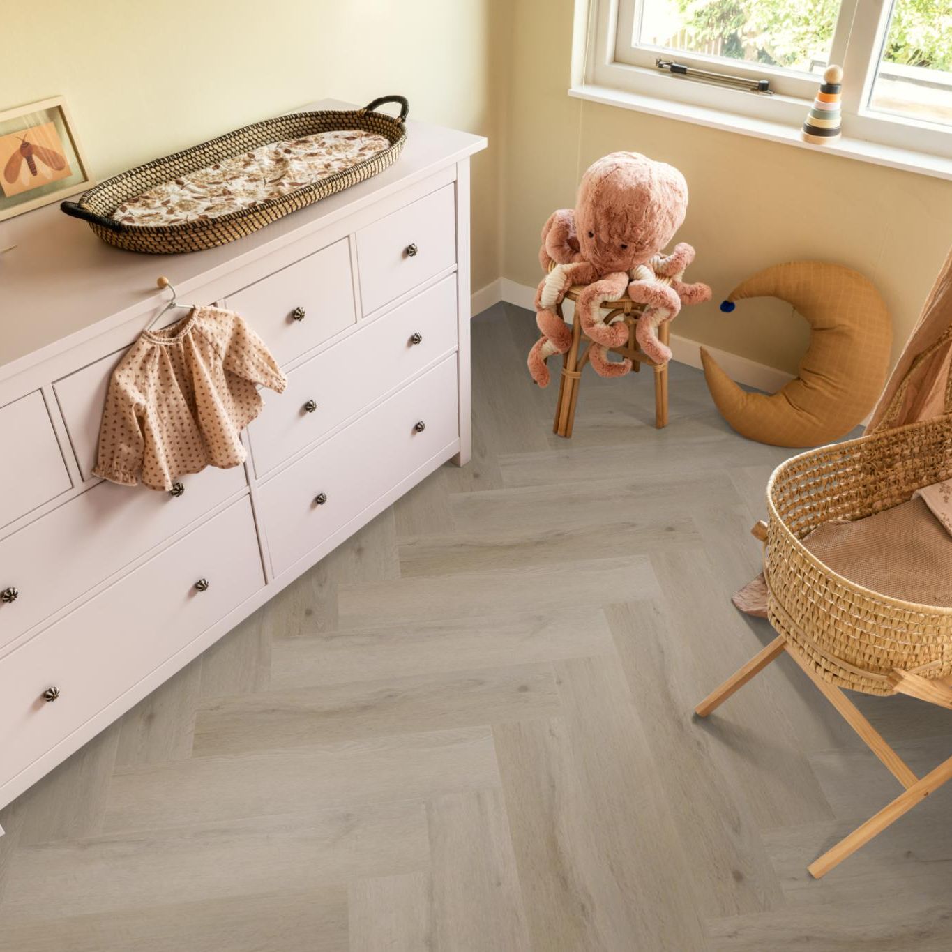 Ambiant Spigato Vivero Visgraat Dryback Light Oak - Plak PVC Vloer