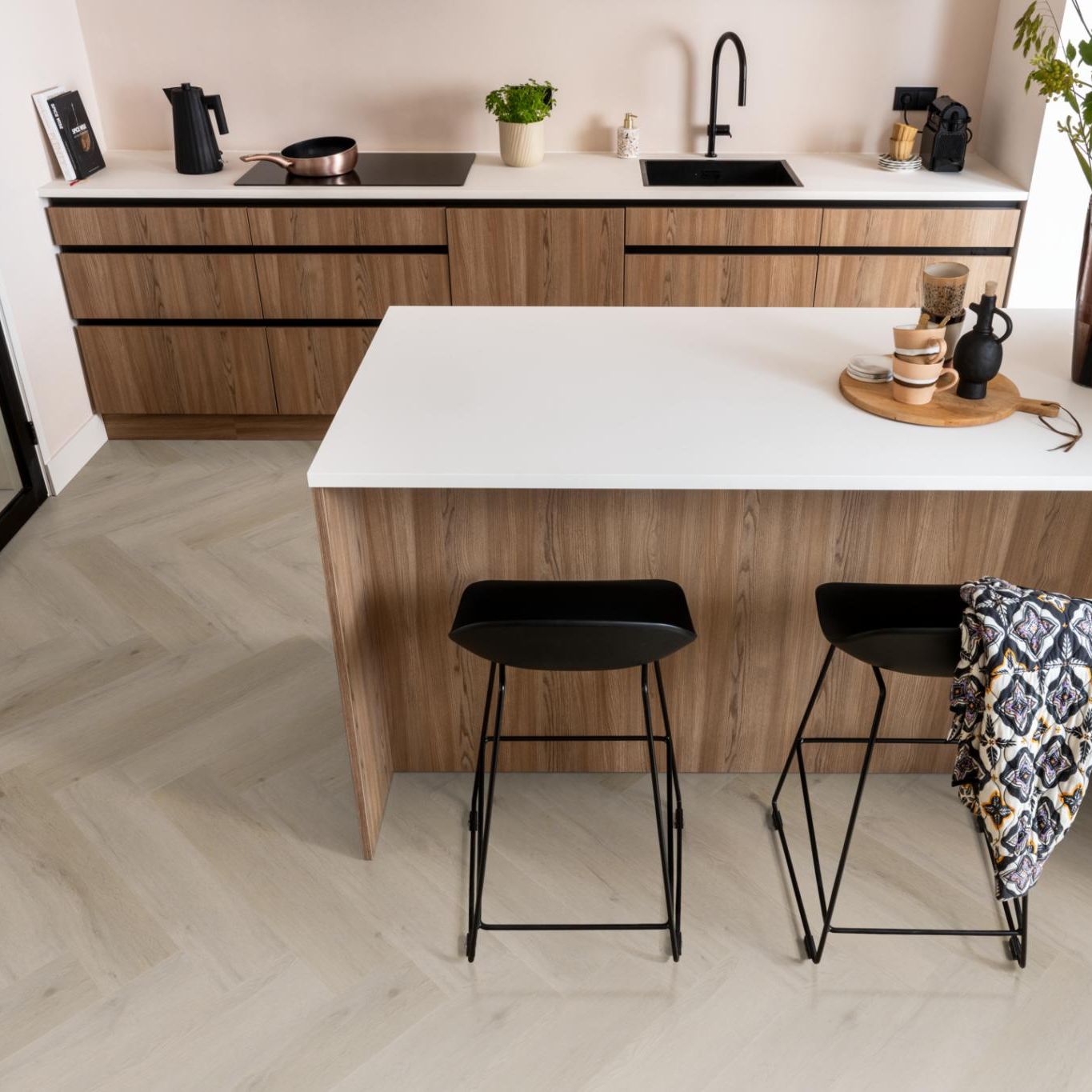 Ambiant Spigato Vivero Visgraat Dryback Light Oak - Plak PVC Vloer