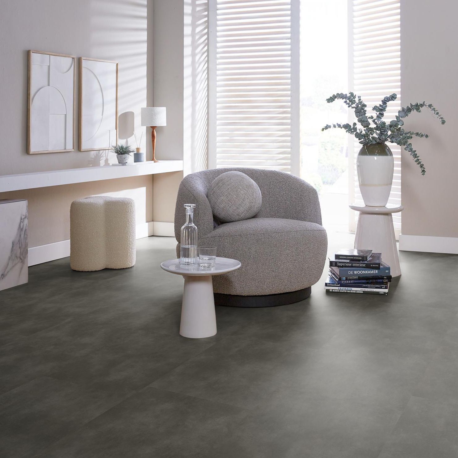 Ambiant Concrete XL Dryback Anthracite - Plak PVC Vloer