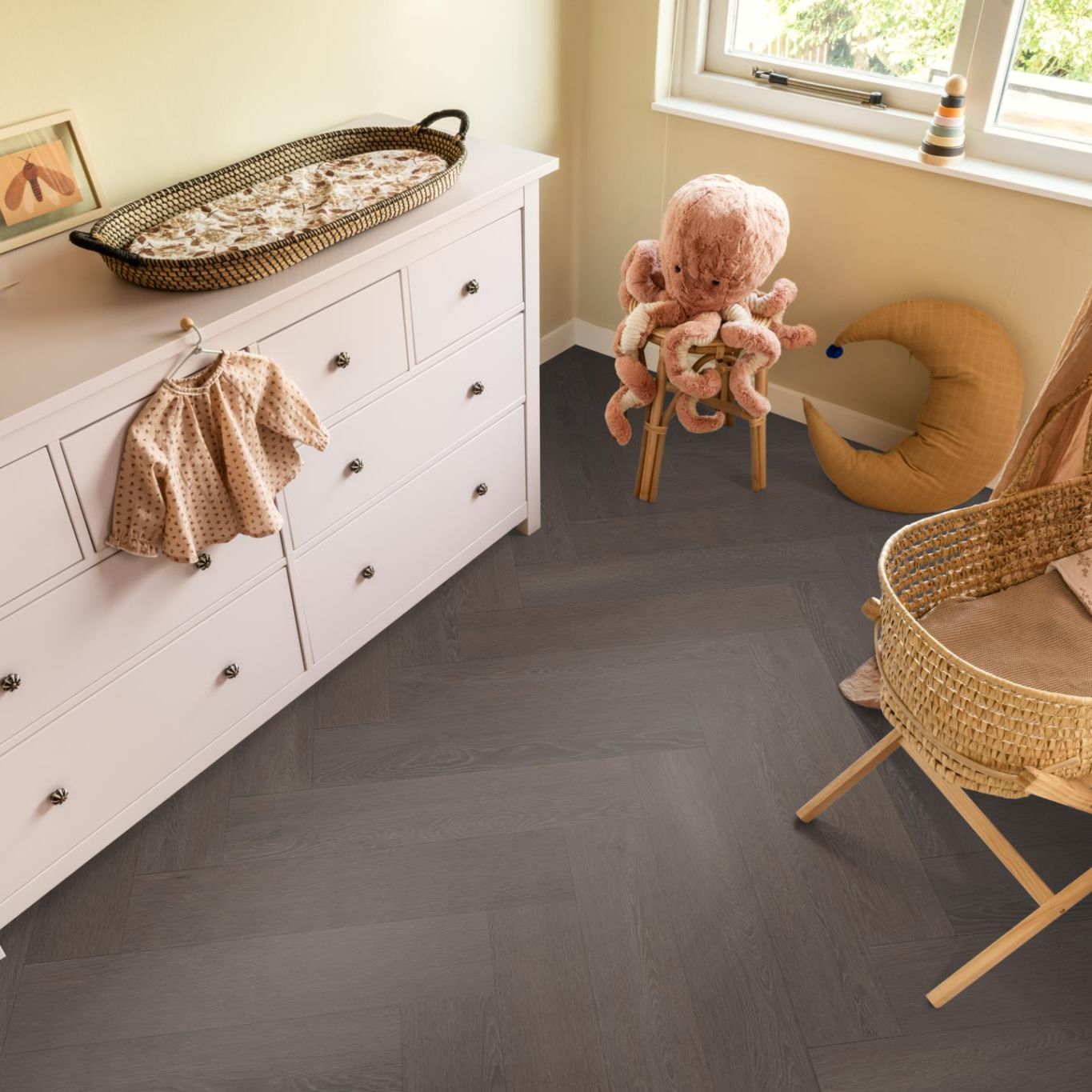 Ambiant Herringbone Dryback Charcoal - Plak PVC Vloer