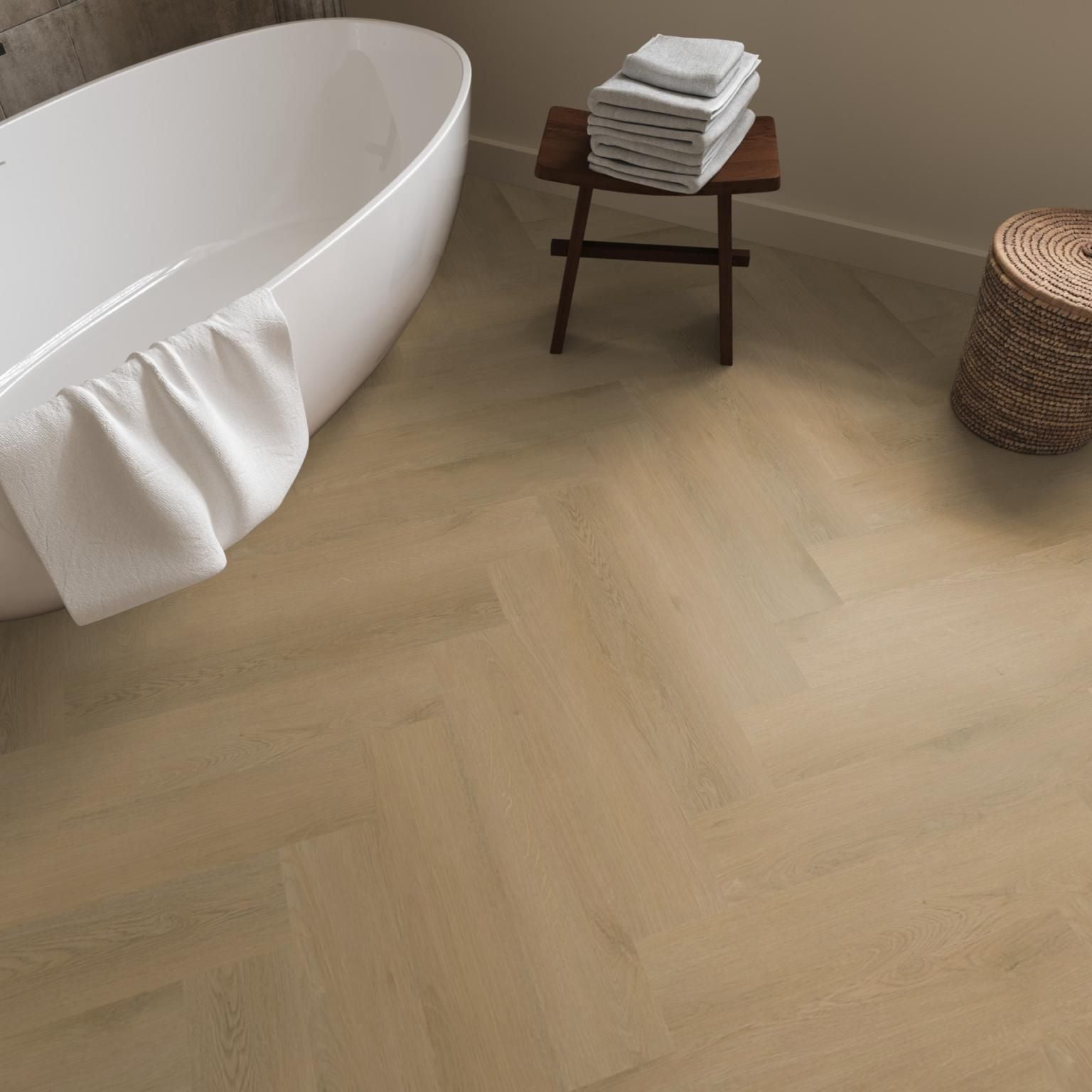 Ambiant Spigato Navaro Visgraat Dryback Beige - Plak PVC Vloer
