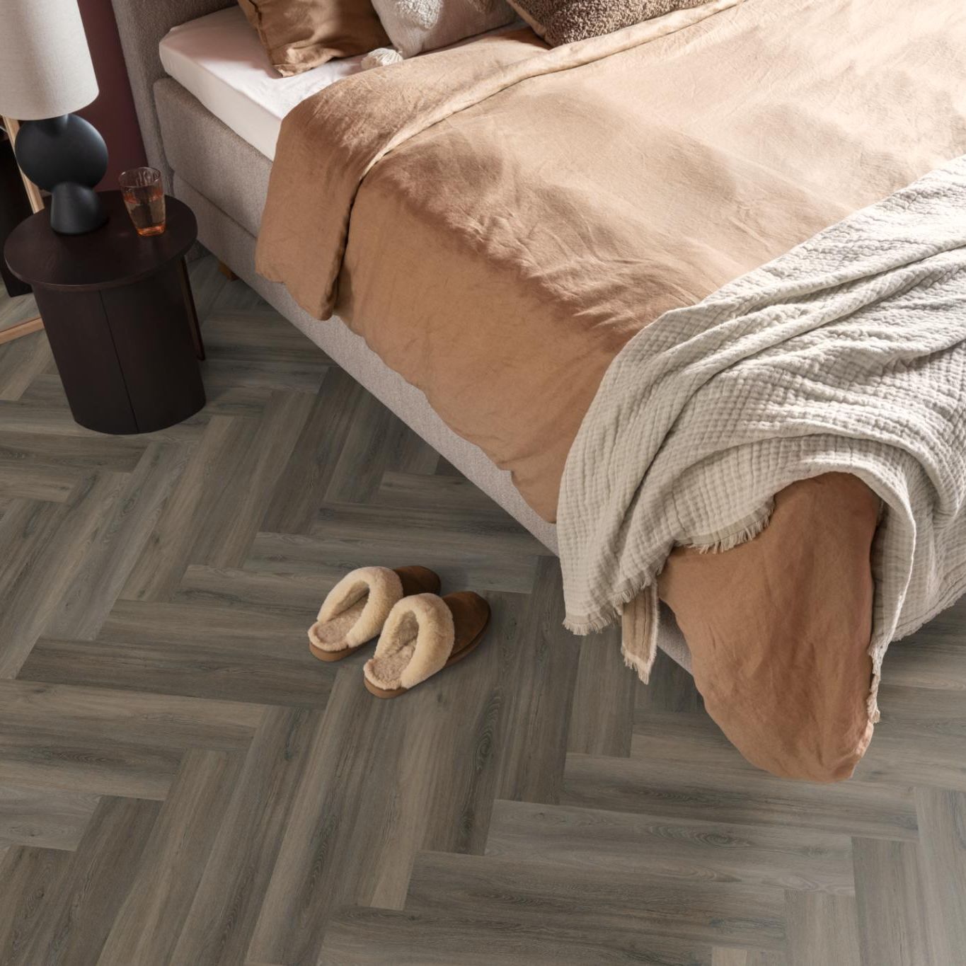 Ambiant Spigato Visgraat Dryback Dark Grey - Plak PVC Vloer