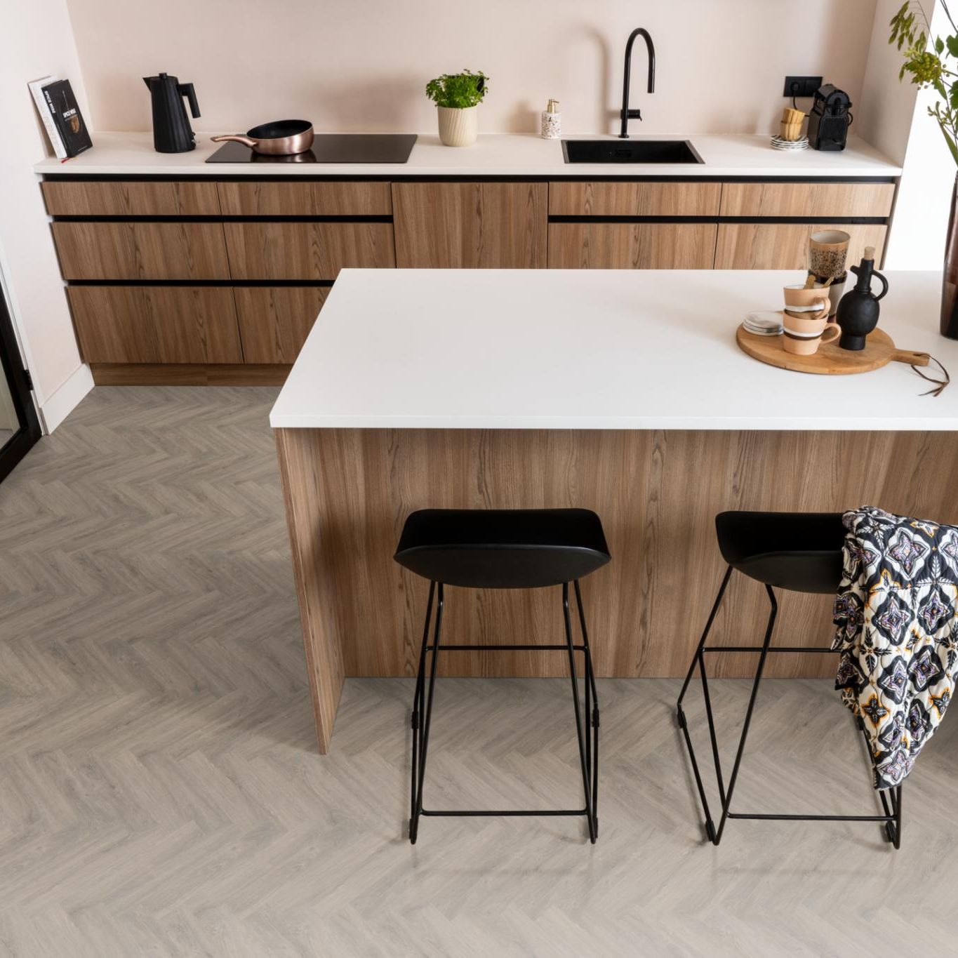 Ambiant Spigato Visgraat Dryback Smoky - Plak PVC Vloer