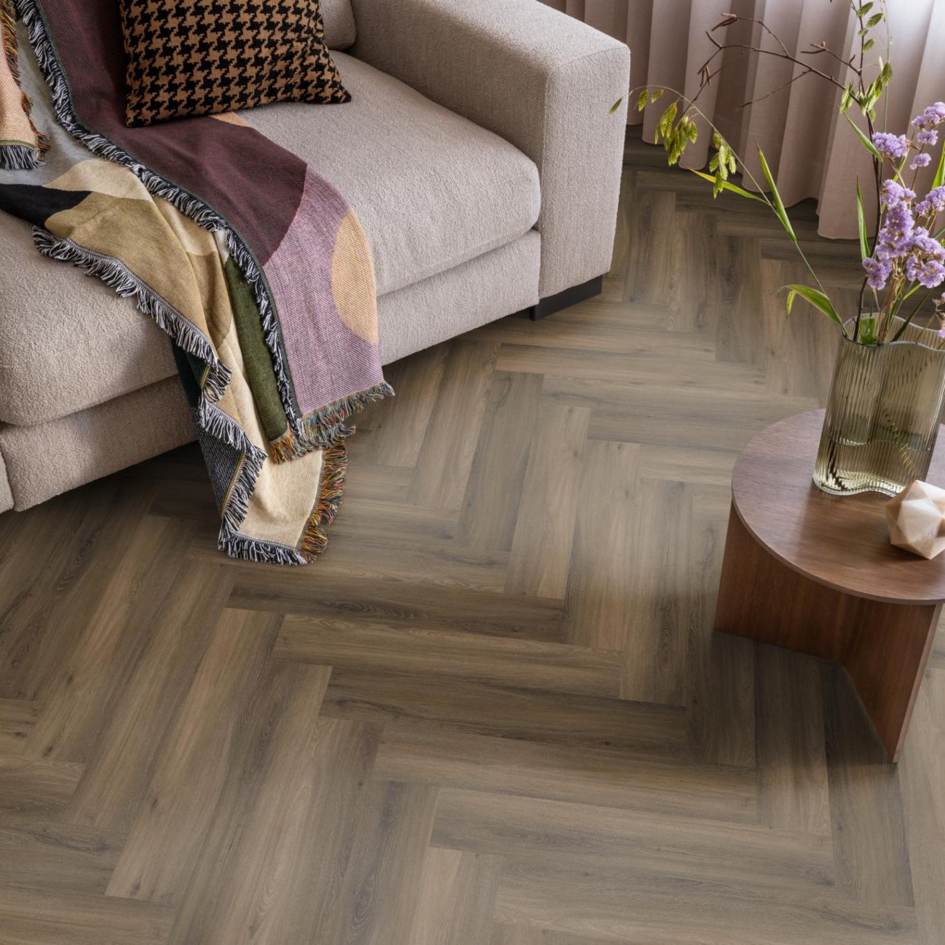 Ambiant Spigato Visgraat Dryback Warm Brown - Plak PVC Vloer