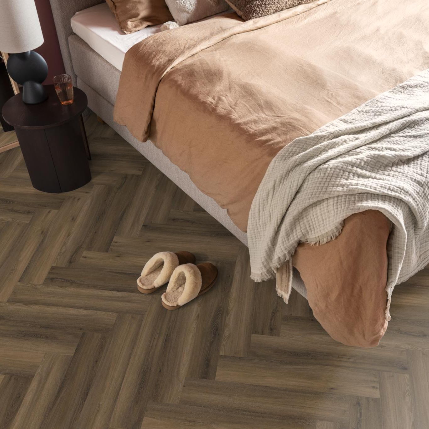 Ambiant Spigato Visgraat Dryback Warm Brown - Plak PVC Vloer
