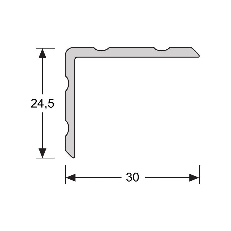 Duo-hoeklijnprofiel 3m RVS 24,5 x 30 mm 69455