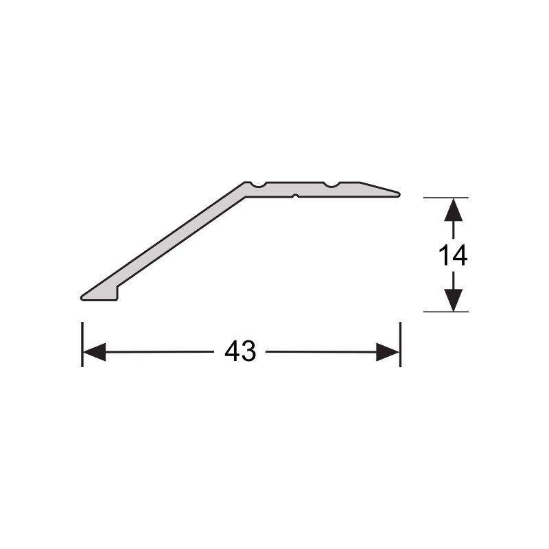 Overgangsprofiel 14 mm 2.7m Aluminium RVS 51355