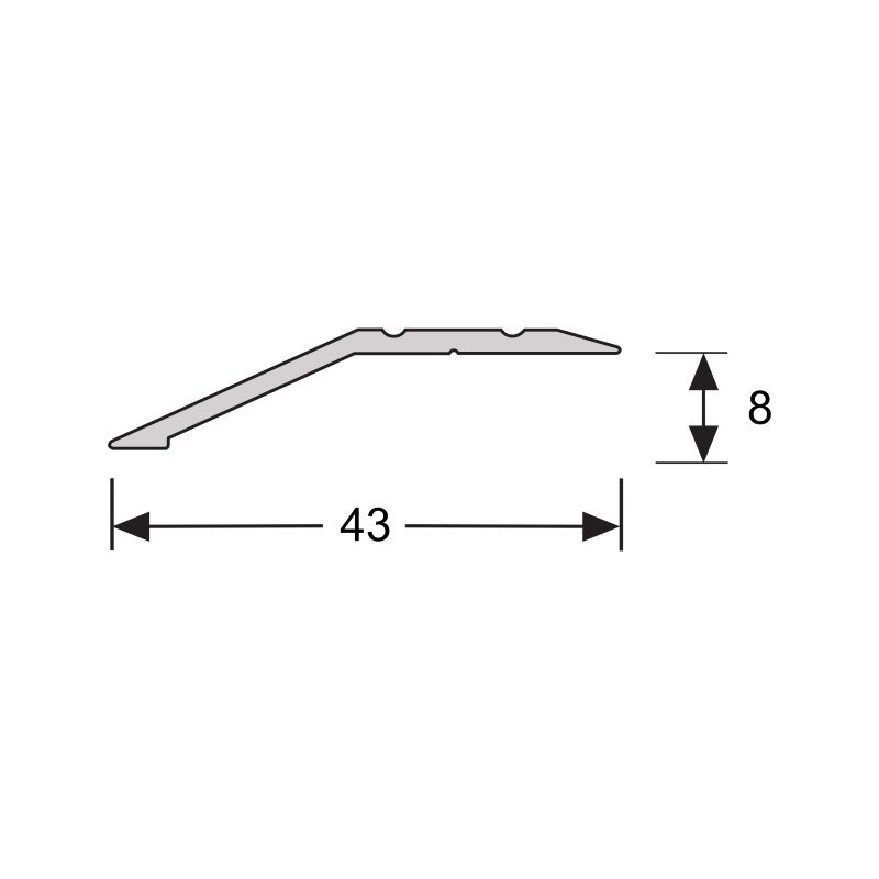 Overgangsprofiel 8 mm 1m Aluminium RVS 51203