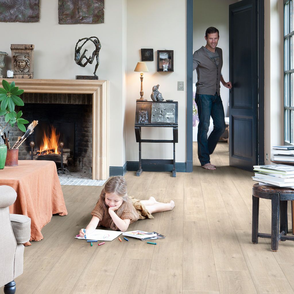 Quick-Step Impressive Ultra IMU1857 Beige Eik met Zaagsnedes - Laminaatvloer